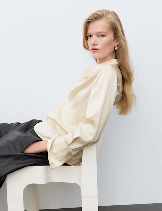 V Neck Cowl Insert Blouse