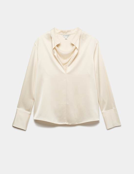 V Neck Cowl Insert Blouse