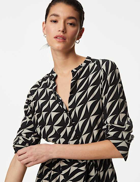Cupro Rich Printed Midaxi Shirt Dress