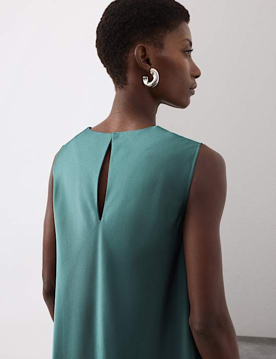 Lyocell Rich Round Neck Midaxi Swing Dress