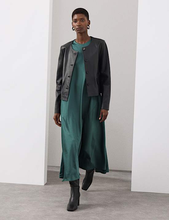 Lyocell Rich Round Neck Midaxi Swing Dress