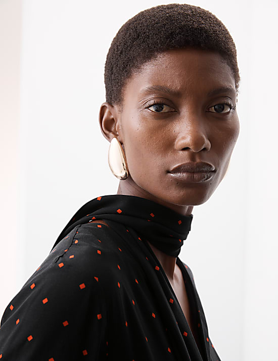 Cupro Rich Printed Midaxi Waisted Dress