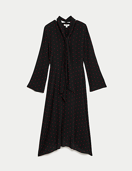 Cupro Rich Printed Midaxi Waisted Dress