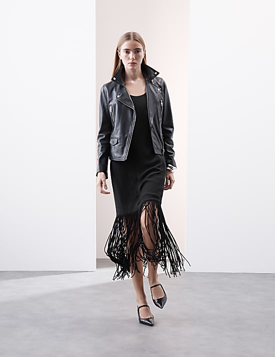 Crepe Tassel Midaxi Column Dress