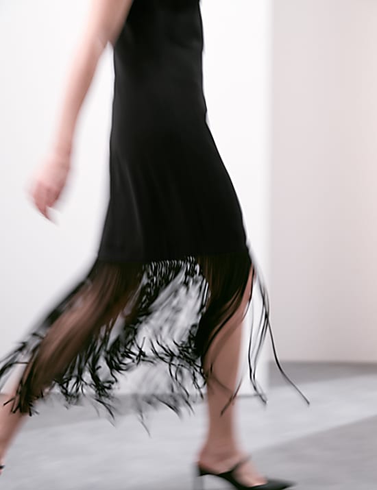 Crepe Tassel Midaxi Column Dress