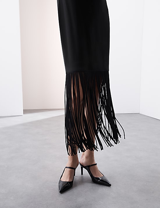 Crepe Tassel Midaxi Column Dress