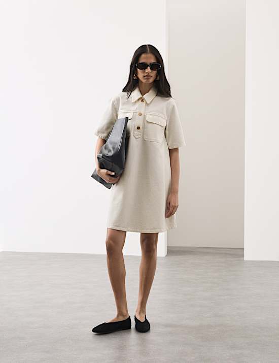 Pure Cotton Mini Shirt Dress