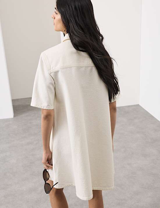 Pure Cotton Mini Shirt Dress