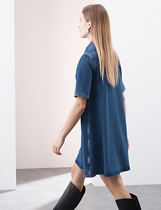 Mini košilové šaty z čisté bavlny