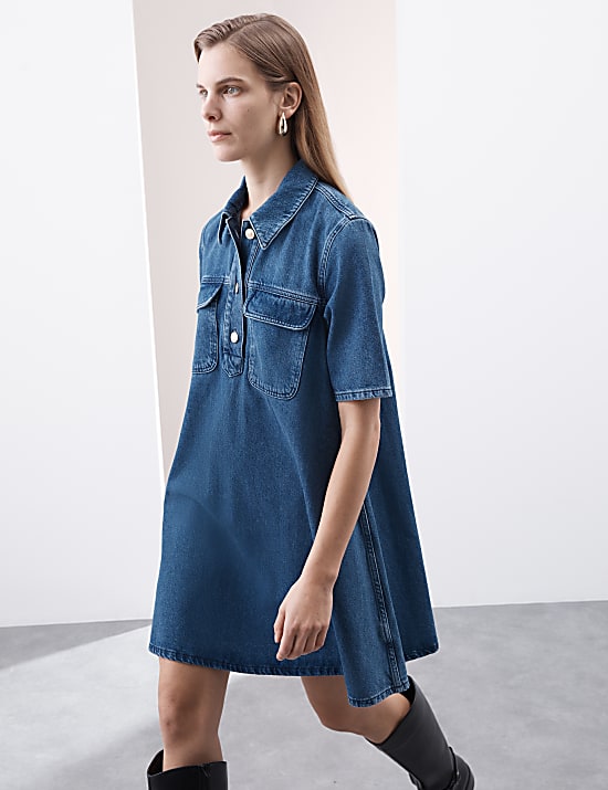 Mini košilové šaty z čisté bavlny