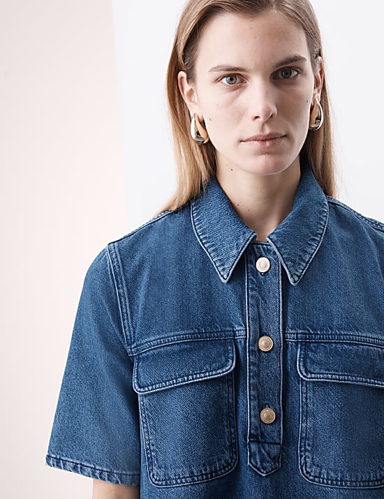 Mini košilové šaty z čisté bavlny