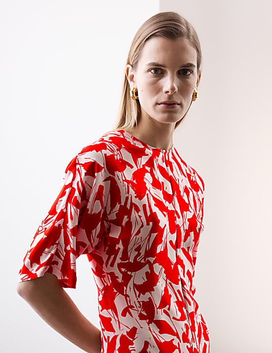 Cupro Rich Abstract Maxi Column Dress