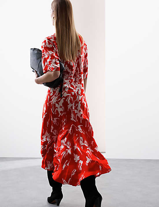 Cupro Rich Abstract Maxi Column Dress