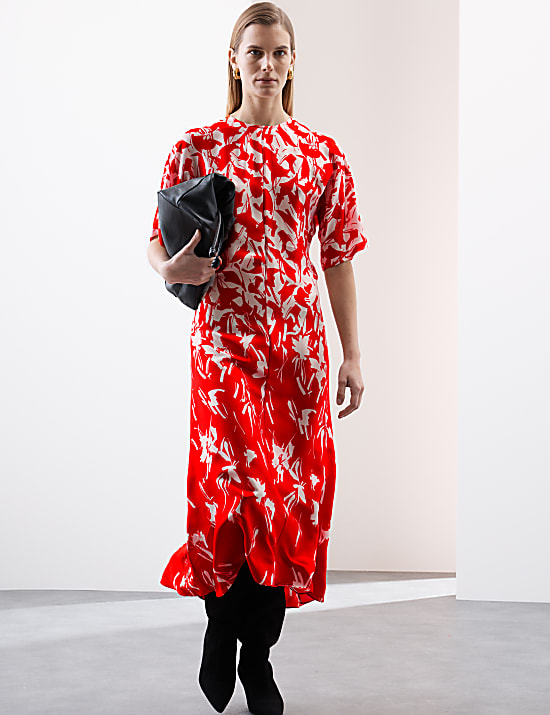 Cupro Rich Abstract Maxi Column Dress