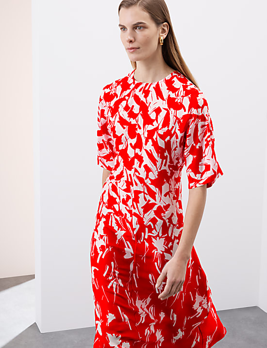 Cupro Rich Abstract Maxi Column Dress