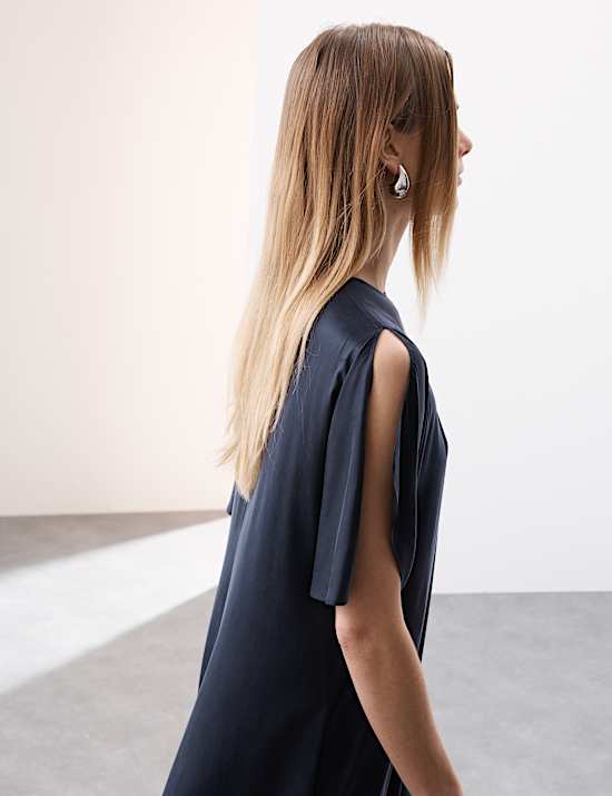 Cupro Rich Split Sleeve Maxi Dress