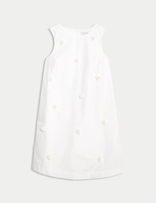 Pure Cotton Embellished Mini Shift Dress