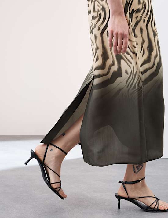 Animal Print Round Neck Midi Column Dress