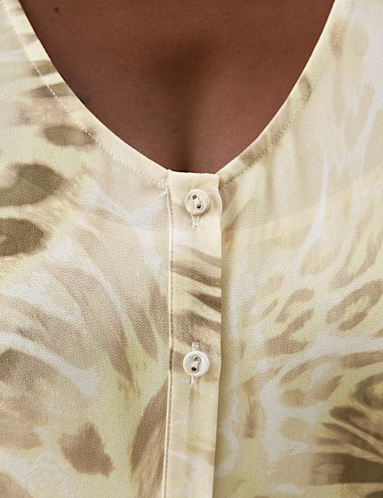 Animal Print Button Front Maxi Dress