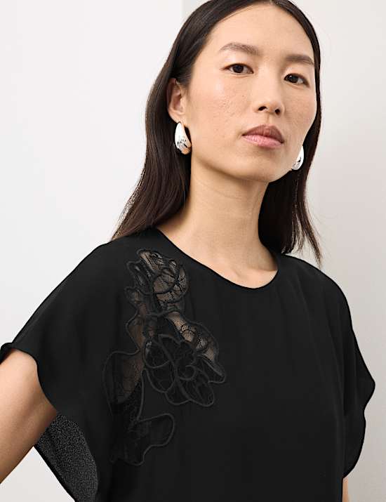 Midaxi-Kleid mit Spitzendetail