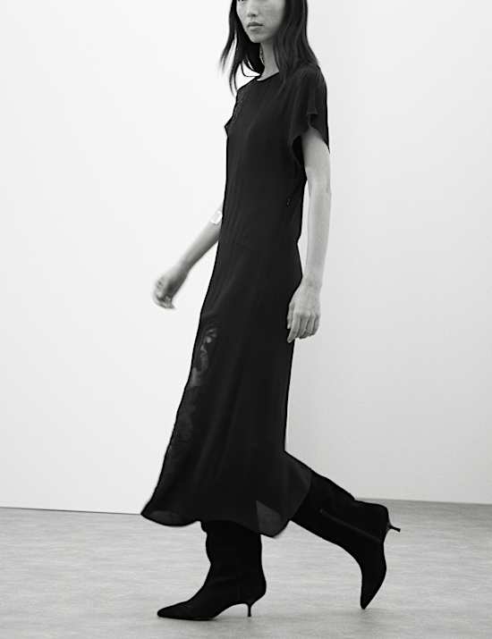 Midaxi-Kleid mit Spitzendetail