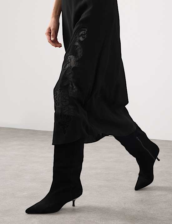 Midaxi-Kleid mit Spitzendetail