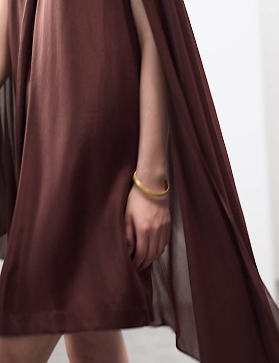 Cupro Rich Cape Detail Mini Dress