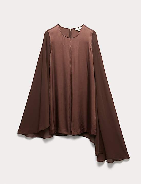 Cupro Rich Cape Detail Mini Dress