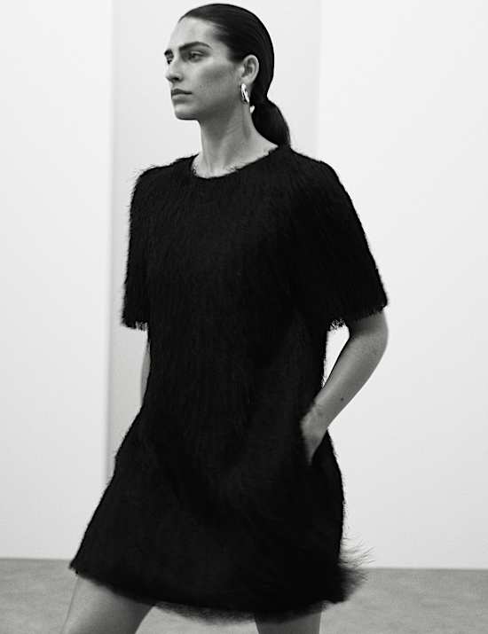 Fringed Mini Shift Dress