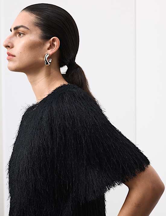 Fringed Mini Shift Dress