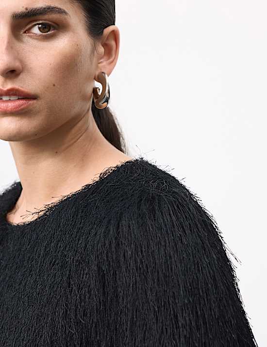 Fringed Mini Shift Dress