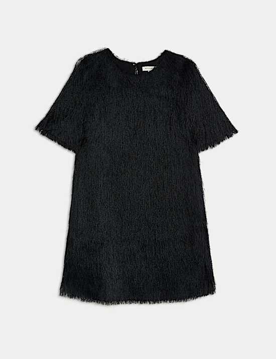 Fringed Mini Shift Dress