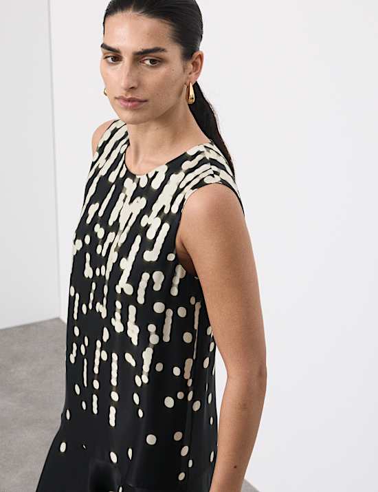 Cupro Rich Spot Print Maxi Swing Dress