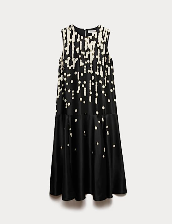 Cupro Rich Spot Print Maxi Swing Dress