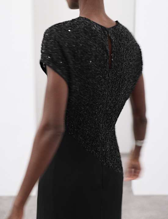 Robe coupe droite midaxi avec perles