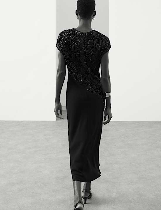 Robe coupe droite midaxi avec perles