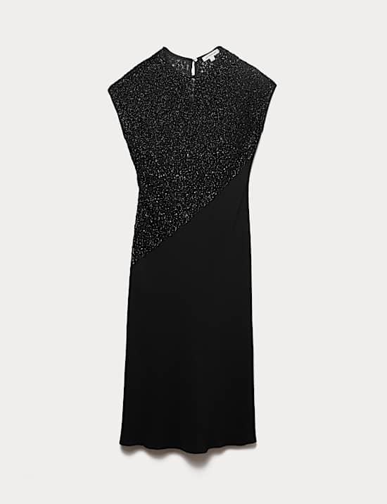 Robe coupe droite midaxi avec perles