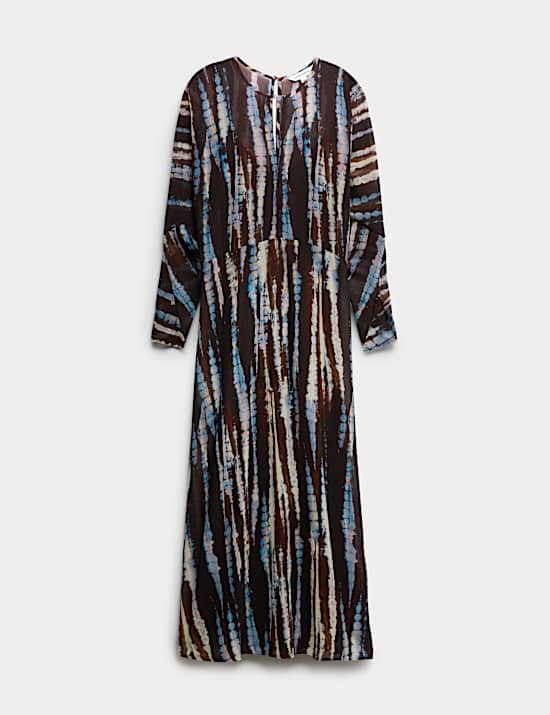 Robe midaxi coupe droite imprim&eacute;e en mousseline