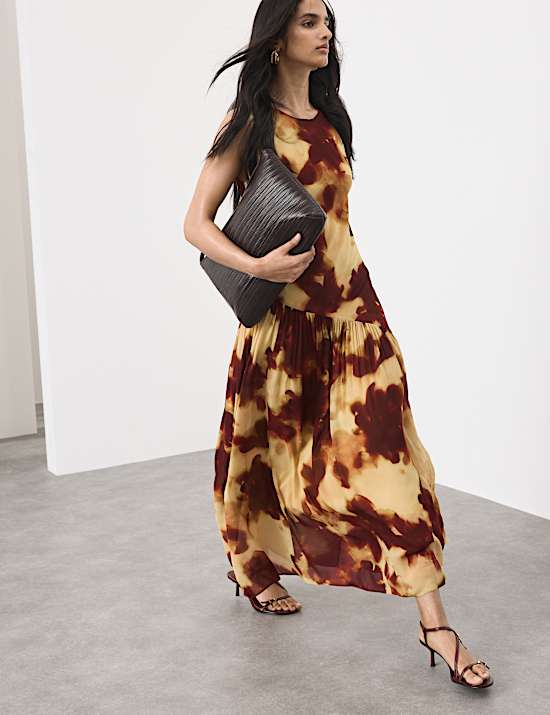 Printed Asymmetric Midaxi Dress