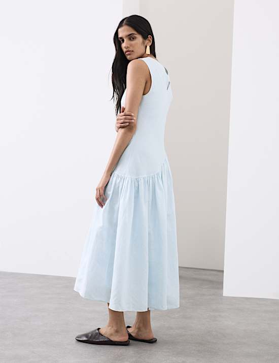 Linen Rich Asymmetric Midaxi Dress