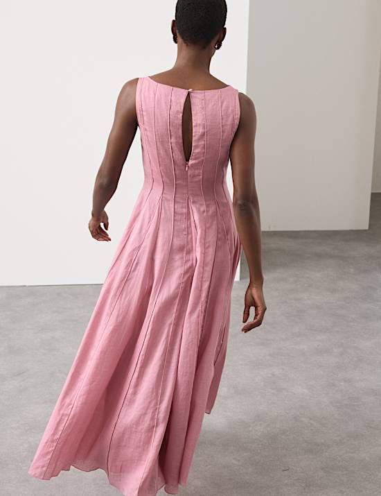 Pure Ramie Godet Waisted Maxi Dress
