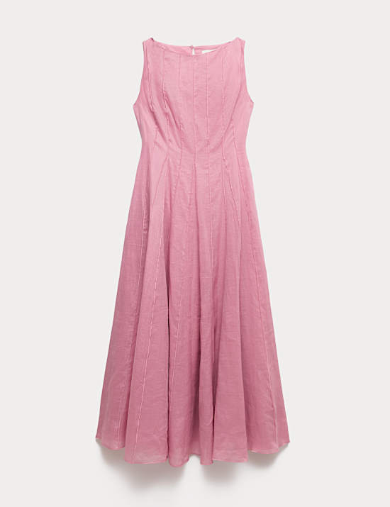 Pure Ramie Godet Waisted Maxi Dress