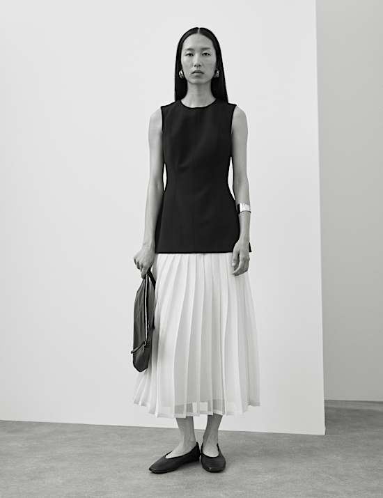 Wool Blend Layered Midaxi Dress