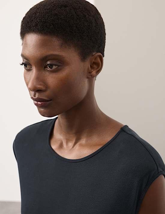 Ribbed Jersey Shoulder Pad Midaxi Dress