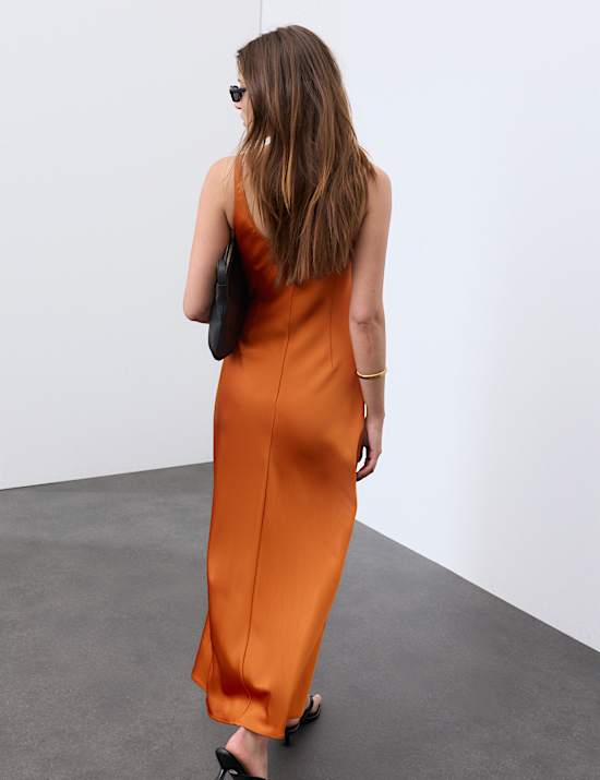 Satin Scoop Neck Maxi Slip Dress
