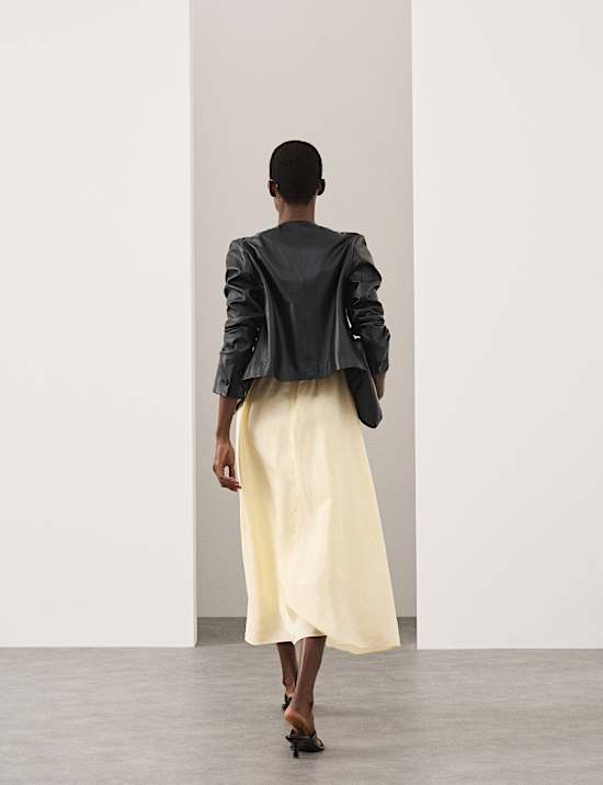 Linen Rich Pintuck Midaxi Skater Dress