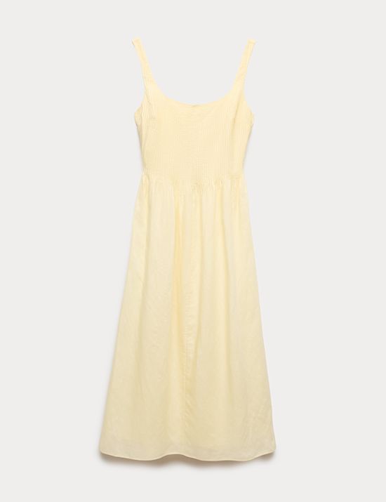 Linen Rich Pintuck Midaxi Skater Dress
