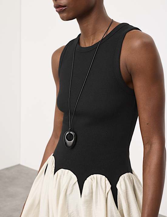 Cotton Rich Godet Midi Skater Dress