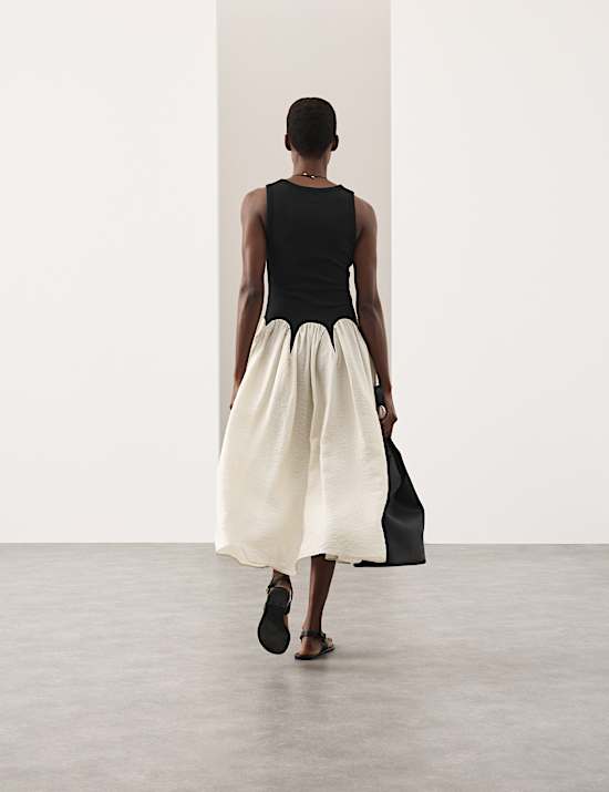 Cotton Rich Godet Midi Skater Dress