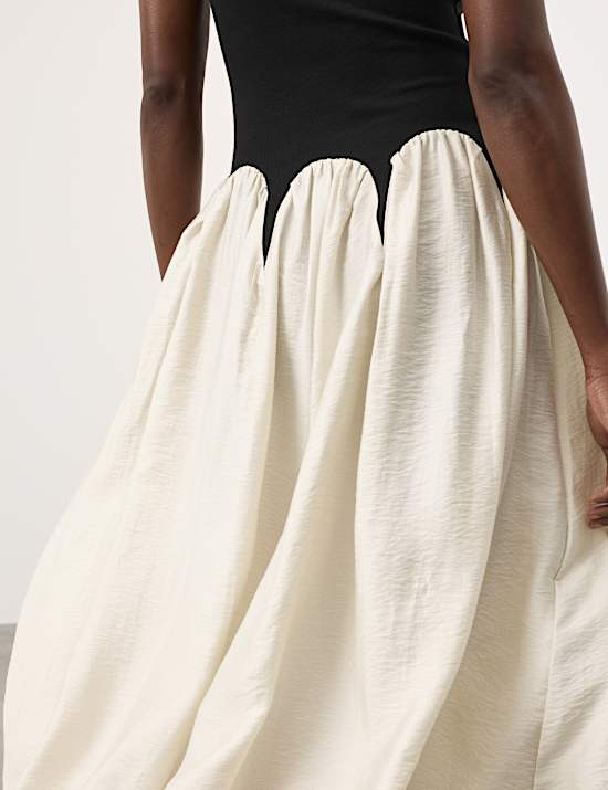 Cotton Rich Godet Midi Skater Dress